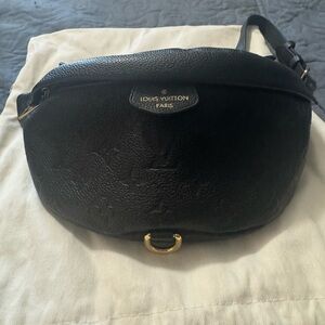 Louis Vuitton Black Crossbody Bag with Gold Accents